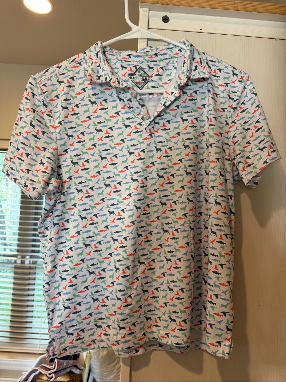 Burlebo White Shark-Print Polo Shirt